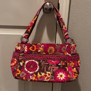 Vera Bradley Pink and Brown Floral Shoulder Bag